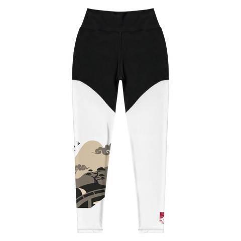 Serpentine Stream White Compression Sports Leggings - Hooked by Curtainfall