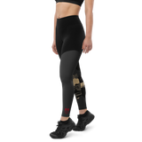 Serpentine Stream Dark Grey Compression Sports Leggings - Hooked by Curtainfall