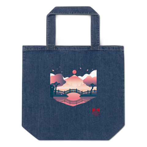 Asian Spring Organic Denim Tote Bag - Seasons by Curtainfall